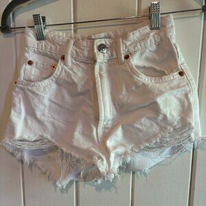 Zara White Denim Shorts, Size Women's 0